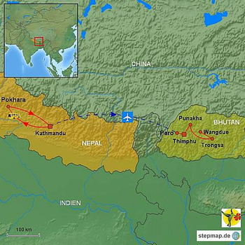 Karte Naturfaszination Nepal und Traumziel Bhutan