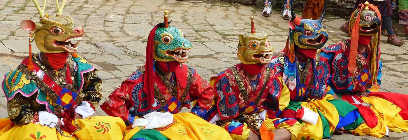 Maskentanz bei Tsechu in Bhutan