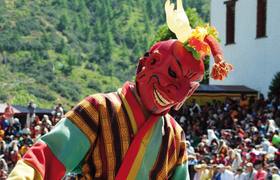 Clown auf dem Thimphu Tsechu